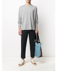 graues besticktes Langarmshirt von MAISON KITSUNÉ