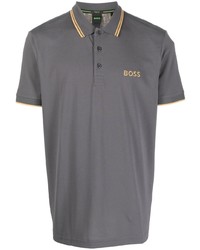 graues besticktes Polohemd von BOSS