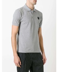 graues besticktes Polohemd von Comme Des Garcons Play