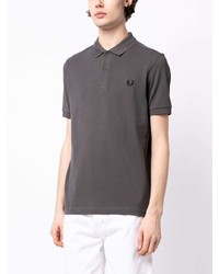 graues besticktes Polohemd von Fred Perry