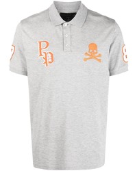 graues besticktes Polohemd von Philipp Plein