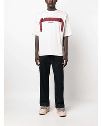 graues besticktes Spitze T-Shirt mit einem Rundhalsausschnitt von Lanvin