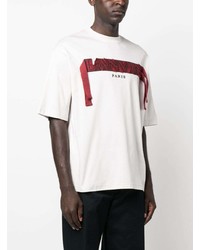 graues besticktes Spitze T-Shirt mit einem Rundhalsausschnitt von Lanvin