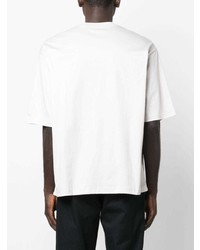 graues besticktes Spitze T-Shirt mit einem Rundhalsausschnitt von Lanvin