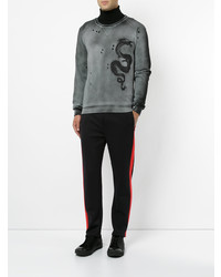 graues besticktes Sweatshirt von Pierre Balmain