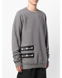 graues besticktes Sweatshirt von Rick Owens DRKSHDW