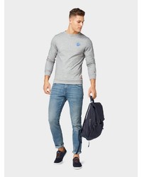 graues besticktes Sweatshirt von Tom Tailor