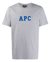 graues besticktes T-Shirt mit einem Rundhalsausschnitt von A.P.C.