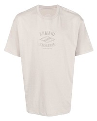 graues besticktes T-Shirt mit einem Rundhalsausschnitt von Armani Exchange