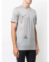 graues besticktes T-Shirt mit einem Rundhalsausschnitt von Lanvin