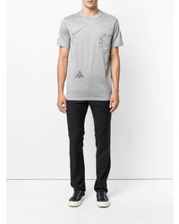 graues besticktes T-Shirt mit einem Rundhalsausschnitt von Lanvin