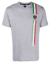 graues besticktes T-Shirt mit einem Rundhalsausschnitt von Automobili Lamborghini