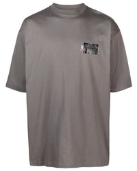 graues besticktes T-Shirt mit einem Rundhalsausschnitt von Balenciaga