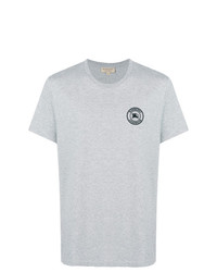 graues besticktes T-Shirt mit einem Rundhalsausschnitt von Burberry