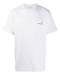 graues besticktes T-Shirt mit einem Rundhalsausschnitt von Carhartt WIP