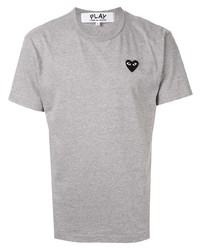 graues besticktes T-Shirt mit einem Rundhalsausschnitt von Comme Des Garcons Play