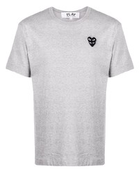 graues besticktes T-Shirt mit einem Rundhalsausschnitt von Comme Des Garcons Play