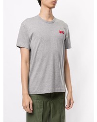 graues besticktes T-Shirt mit einem Rundhalsausschnitt von Comme Des Garcons Play