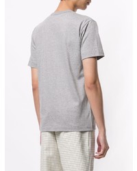 graues besticktes T-Shirt mit einem Rundhalsausschnitt von Comme Des Garcons Play