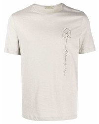 graues besticktes T-Shirt mit einem Rundhalsausschnitt von Corneliani