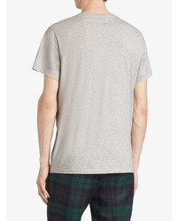 graues besticktes T-Shirt mit einem Rundhalsausschnitt von Burberry