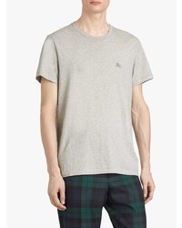 graues besticktes T-Shirt mit einem Rundhalsausschnitt von Burberry