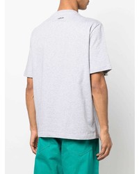 graues besticktes T-Shirt mit einem Rundhalsausschnitt von Lanvin