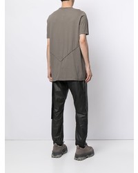 graues besticktes T-Shirt mit einem Rundhalsausschnitt von Rick Owens DRKSHDW