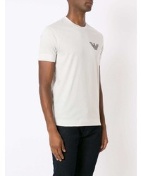 graues besticktes T-Shirt mit einem Rundhalsausschnitt von Emporio Armani