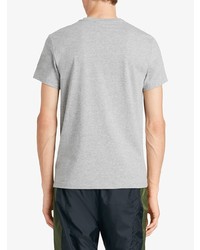 graues besticktes T-Shirt mit einem Rundhalsausschnitt von Burberry