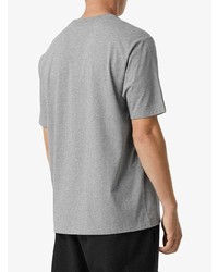 graues besticktes T-Shirt mit einem Rundhalsausschnitt von Burberry