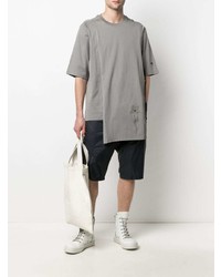 graues besticktes T-Shirt mit einem Rundhalsausschnitt von Rick Owens X Champion