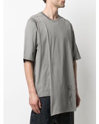 graues besticktes T-Shirt mit einem Rundhalsausschnitt von Rick Owens X Champion