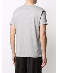 graues besticktes T-Shirt mit einem Rundhalsausschnitt von Alexander McQueen