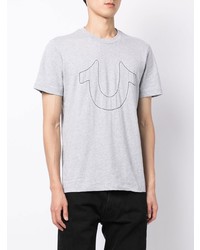 graues besticktes T-Shirt mit einem Rundhalsausschnitt von True Religion