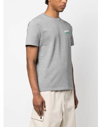 graues besticktes T-Shirt mit einem Rundhalsausschnitt von MAISON KITSUNÉ