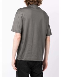 graues besticktes T-Shirt mit einem Rundhalsausschnitt von Emporio Armani