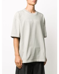 graues besticktes T-Shirt mit einem Rundhalsausschnitt von Maison Margiela