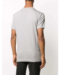 graues besticktes T-Shirt mit einem Rundhalsausschnitt von Dolce & Gabbana