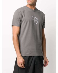 graues besticktes T-Shirt mit einem Rundhalsausschnitt von Stone Island