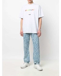 graues besticktes T-Shirt mit einem Rundhalsausschnitt von MSGM