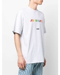 graues besticktes T-Shirt mit einem Rundhalsausschnitt von MSGM