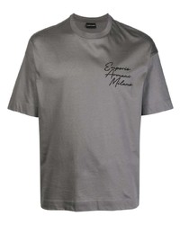 graues besticktes T-Shirt mit einem Rundhalsausschnitt von Emporio Armani
