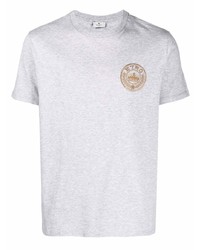 graues besticktes T-Shirt mit einem Rundhalsausschnitt von Etro