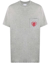 graues besticktes T-Shirt mit einem Rundhalsausschnitt von Family First