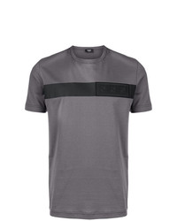 graues besticktes T-Shirt mit einem Rundhalsausschnitt von Fendi