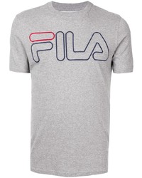 graues besticktes T-Shirt mit einem Rundhalsausschnitt von Fila