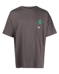 graues besticktes T-Shirt mit einem Rundhalsausschnitt von FIVE CM