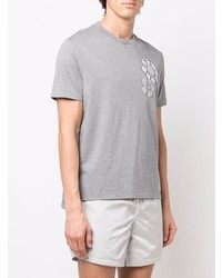 graues besticktes T-Shirt mit einem Rundhalsausschnitt von Thom Browne