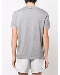 graues besticktes T-Shirt mit einem Rundhalsausschnitt von Thom Browne